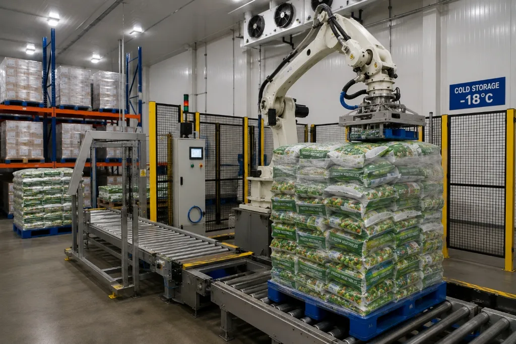 Robotic Palletizing & Cold Storage System (-18°C)