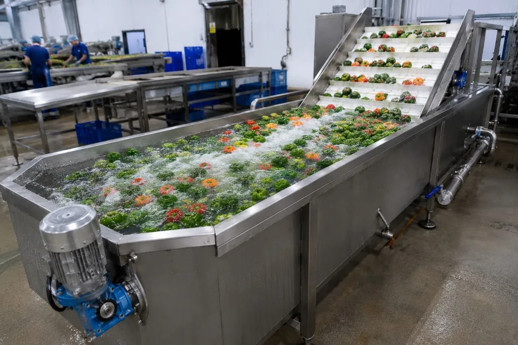 High-Capacity Vegetable Washing System