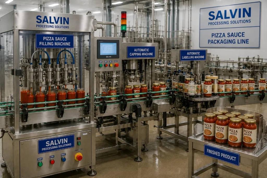 Automatic Pizza Sauce Filling, Capping & Labelling Line